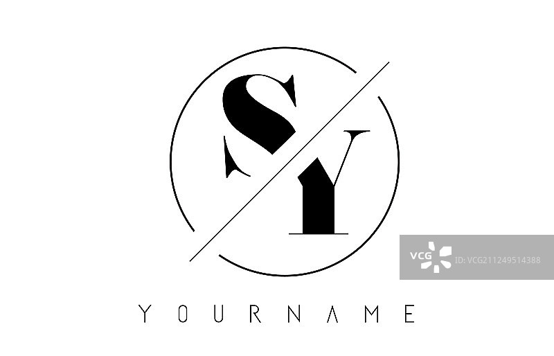 带有切割和交叉设计的SY字母logo图片素材