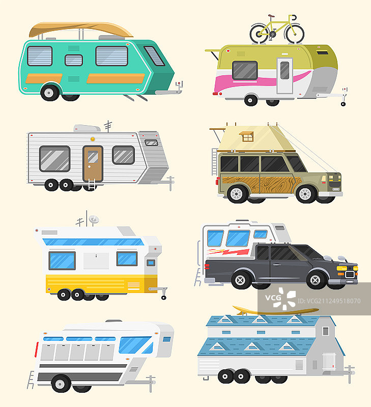 拖车或家庭房车露营车队图片素材