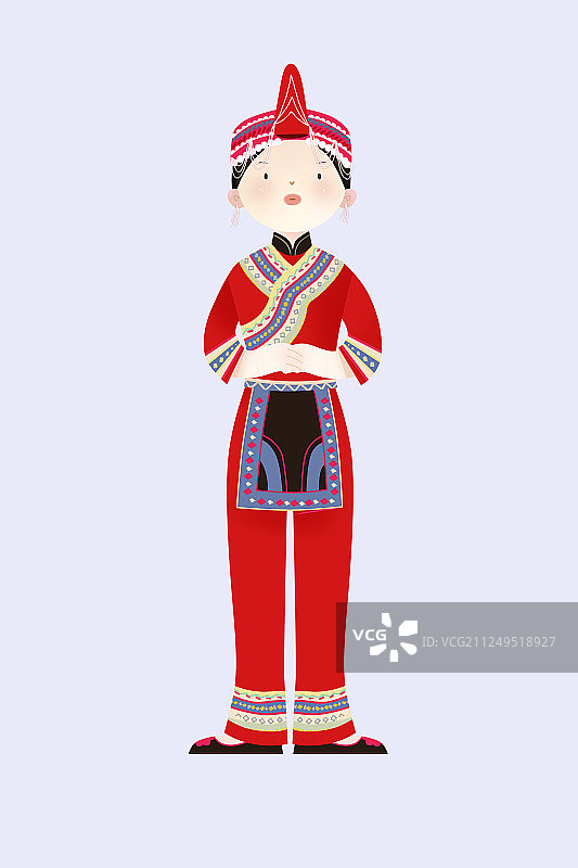 少数民族畲族服饰卡通插画图片素材