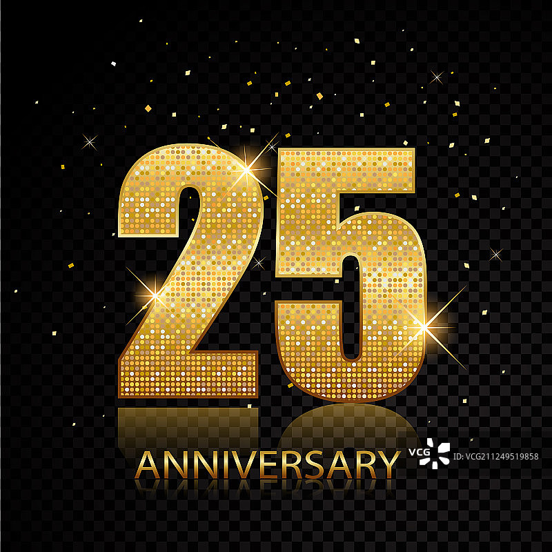 25周年金色数字（黑色背景）图片素材