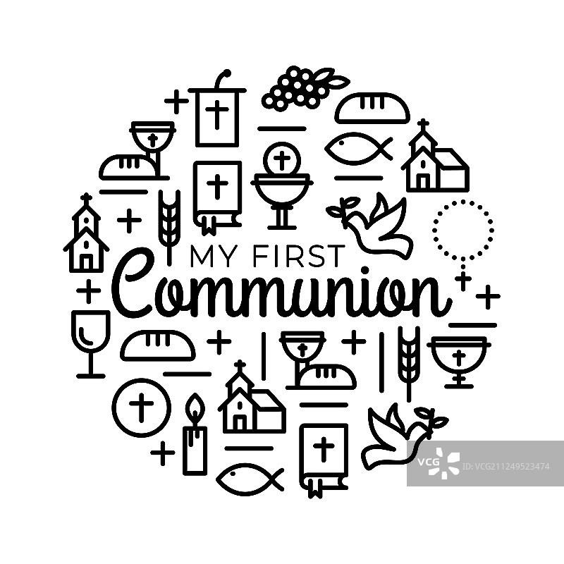 首次圣餐邀请函图案图片素材