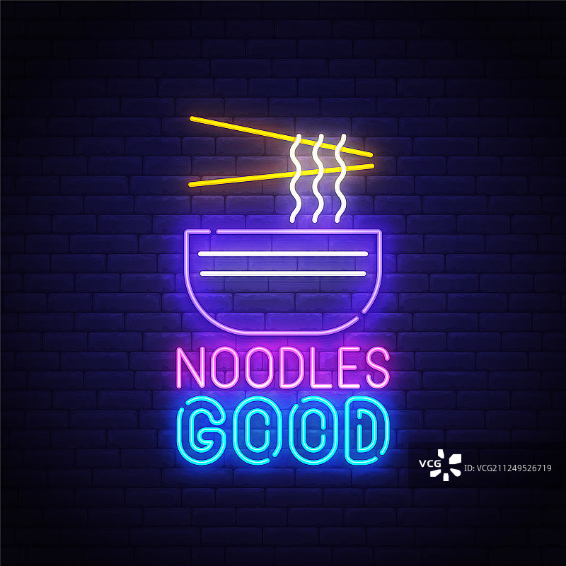 面条霓虹灯标志图片素材