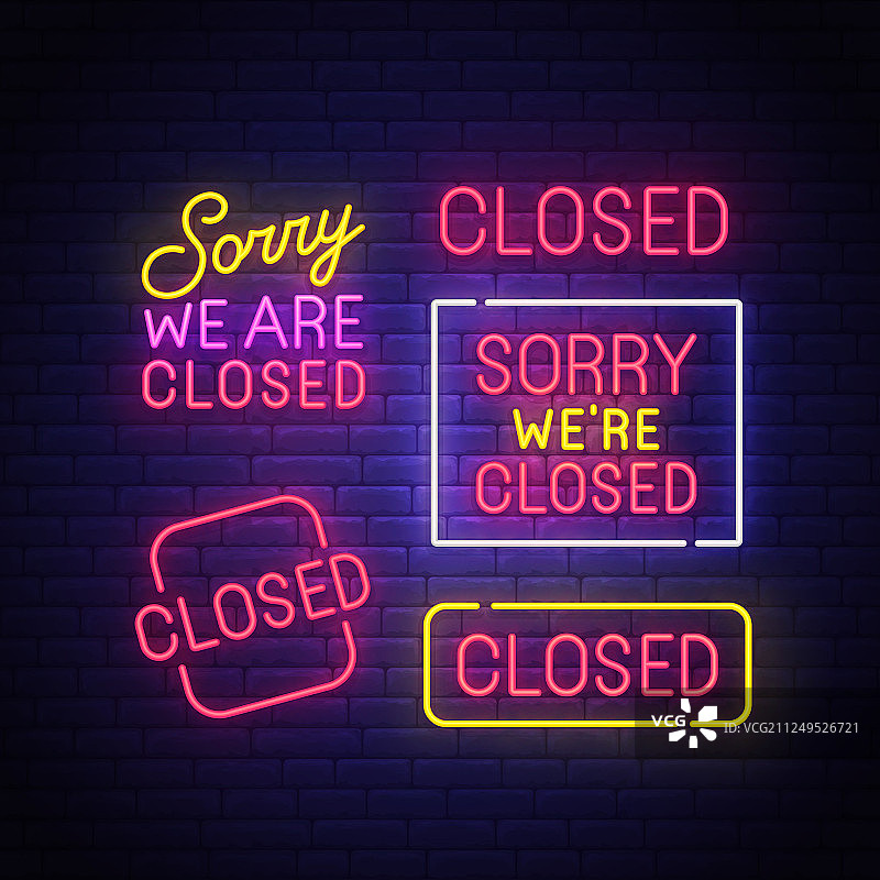 暂停营业霓虹灯标志图片素材