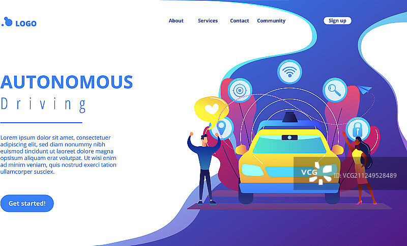 自动驾驶概念落地页图片素材