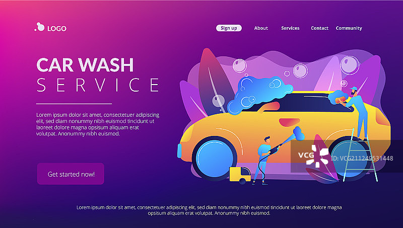 洗车服务概念落地页图片素材