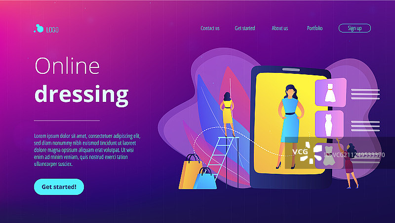 虚拟试衣间概念着陆页图片素材