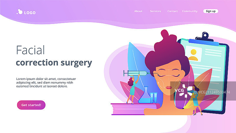 面部轮廓概念着陆页图片素材