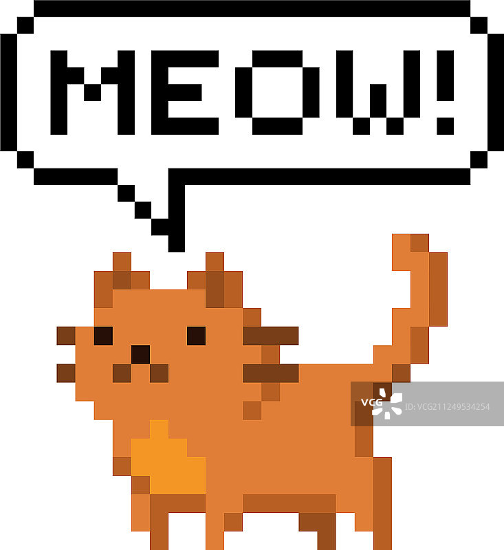 可爱的红色小猫家养宠物像素喵喵叫图片素材