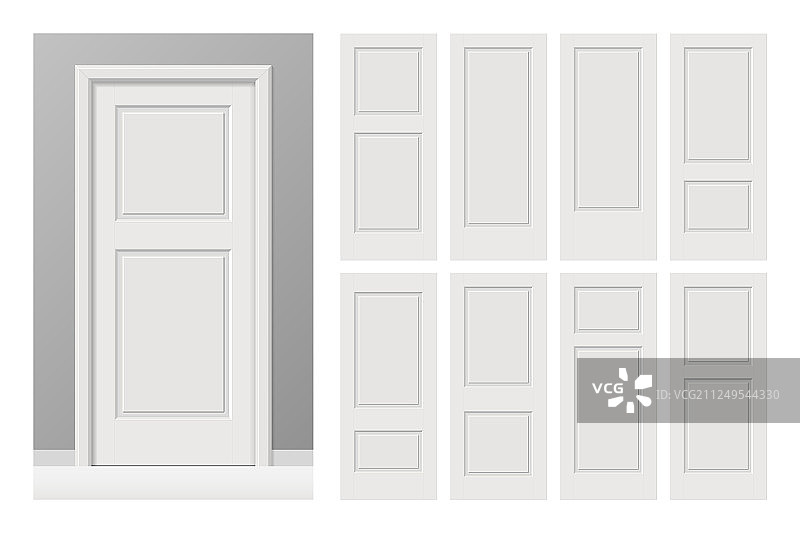 扁平风格的白色油漆室内木门图片素材