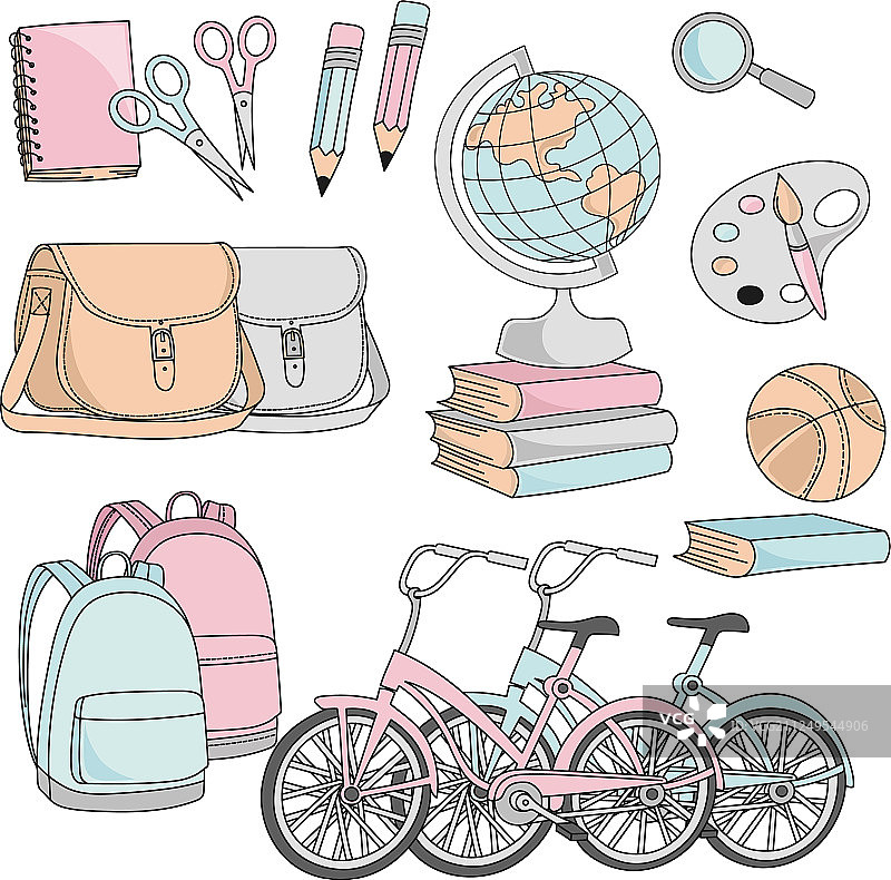 彩色学习用品学校剪贴画图片素材