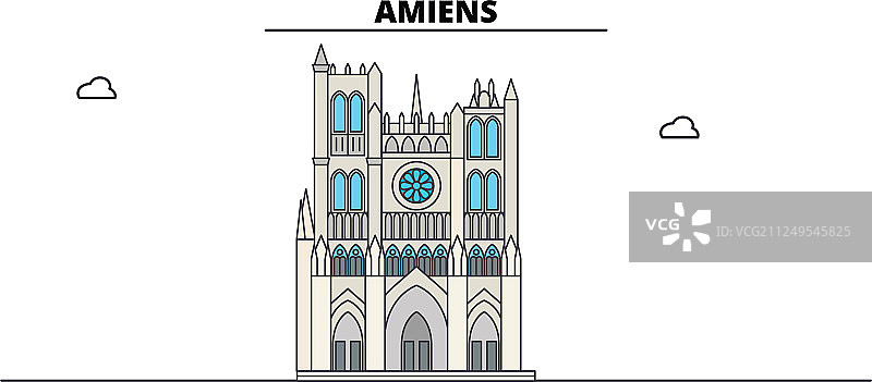 亚眠大教堂天际线地标图片素材