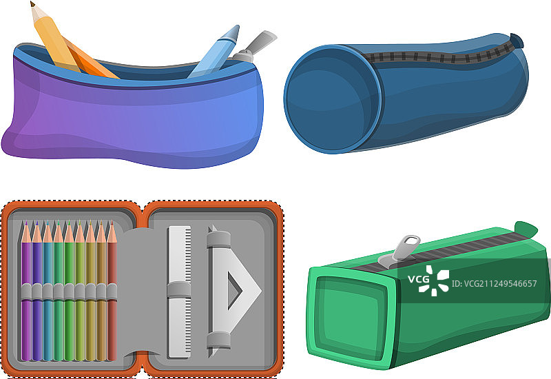 卡通风格的铅笔盒图标图片素材
