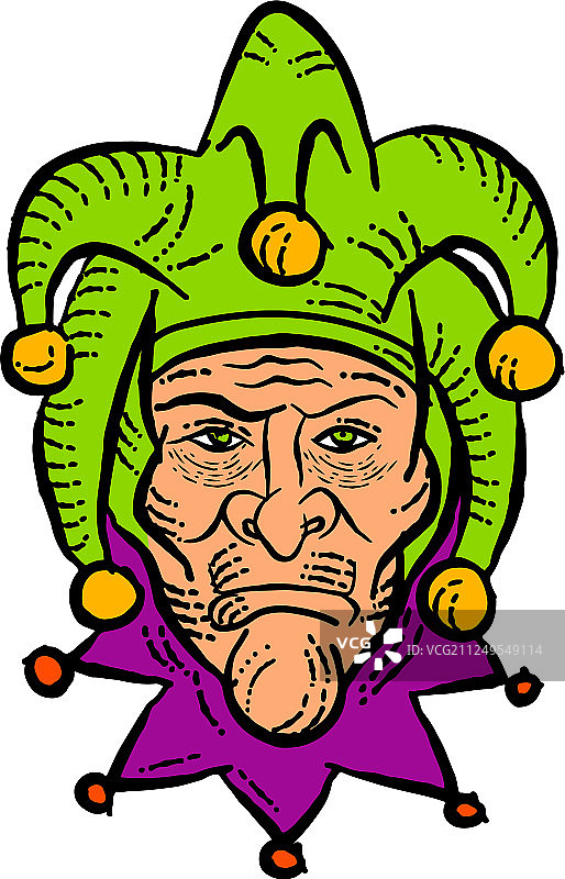 中世纪宫廷小丑蚀刻色彩图片素材