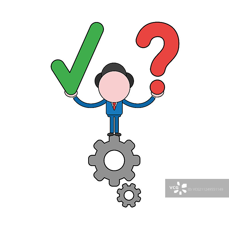 站在齿轮上的商人角色图片素材