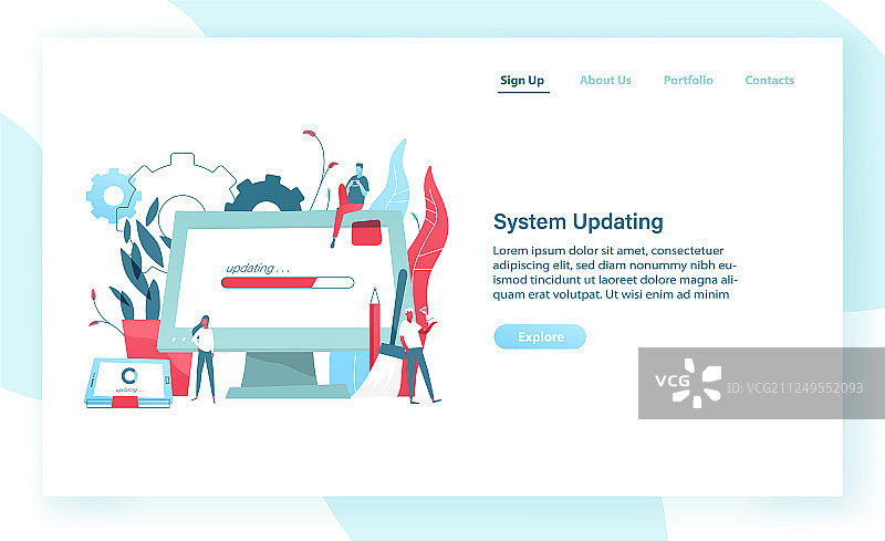 带有巨型电脑显示屏的Web banner模板图片素材