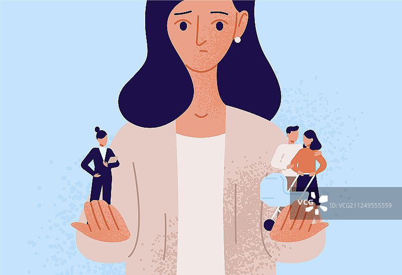 女人在家庭或父母之间做出选择图片素材