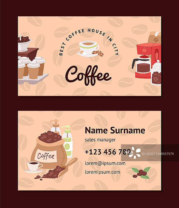 咖啡豆图案名片图片素材