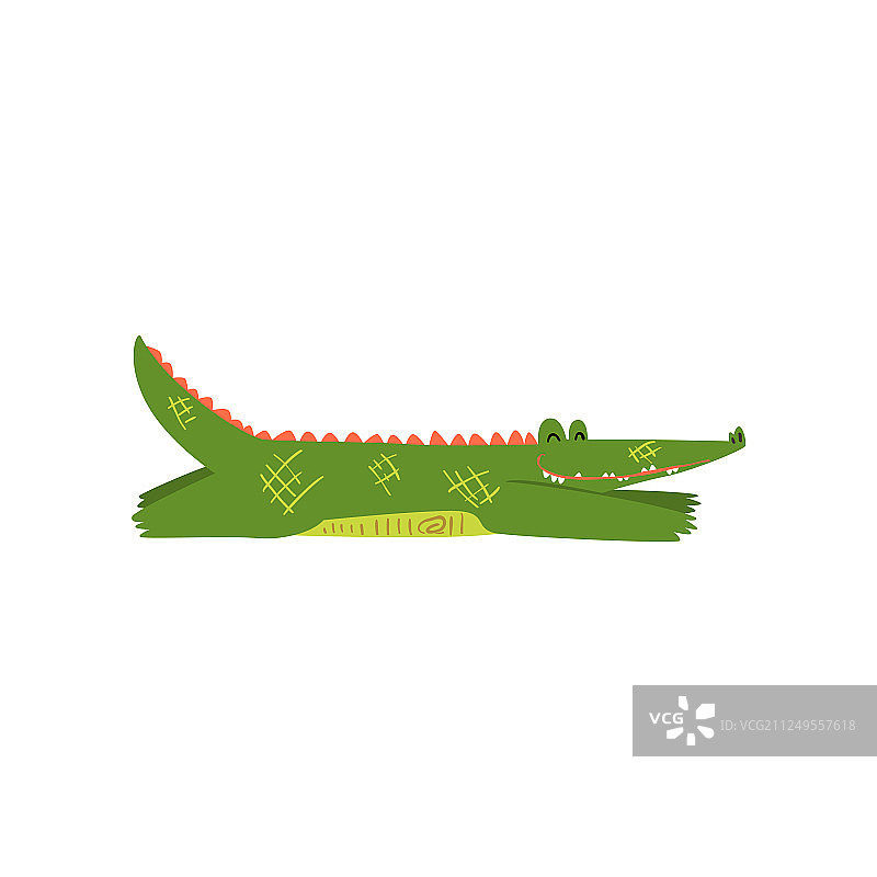 友好的鳄鱼躺在地板上图片素材