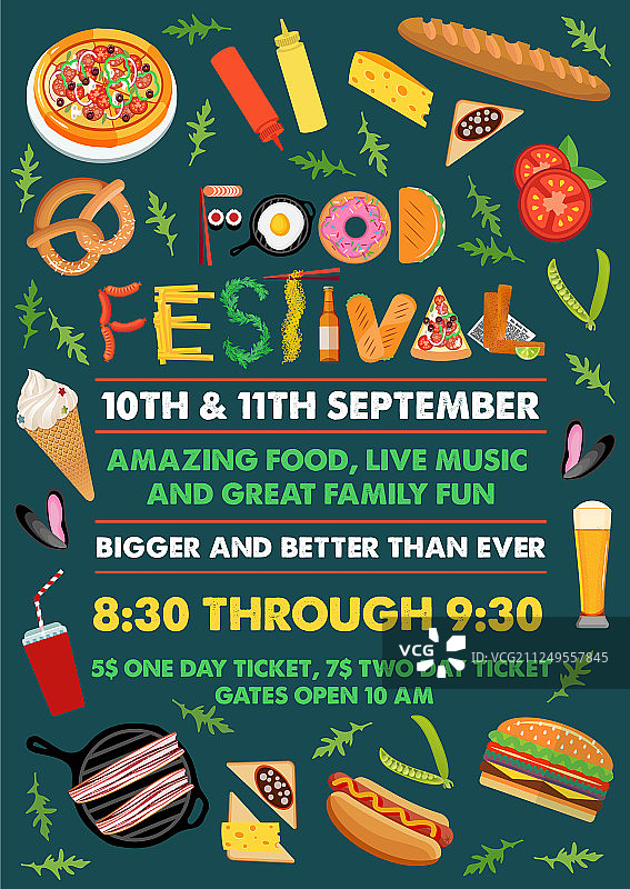 美食节宣传单，采用食物字母设计图片素材