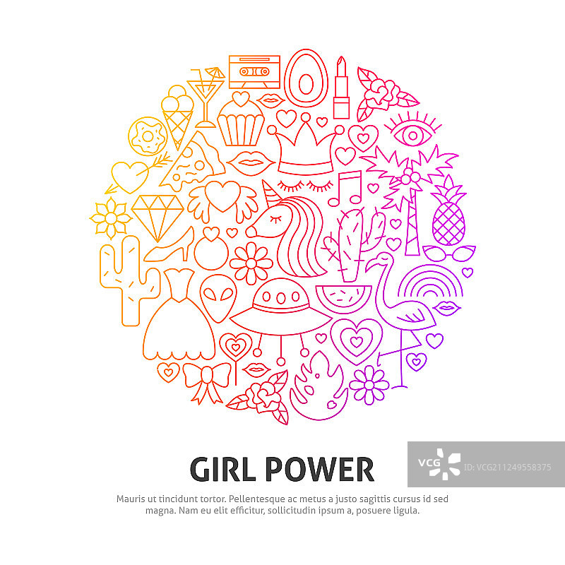 女孩力量圆形概念图片素材