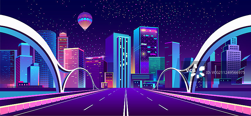 霓虹灯夜景城市背景图片素材