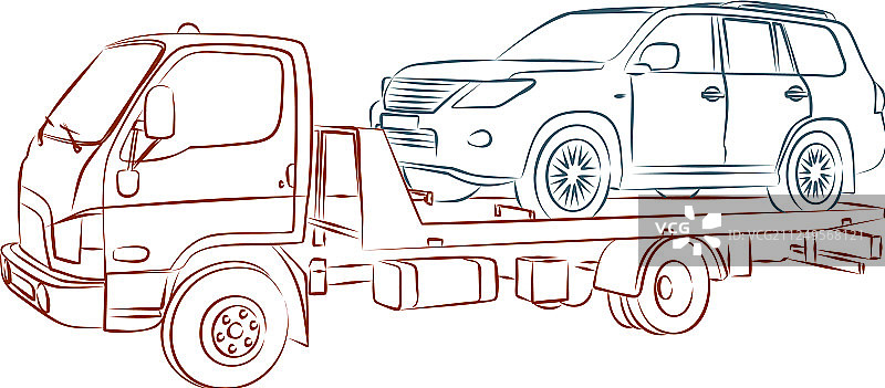 城市拖车素描图片素材