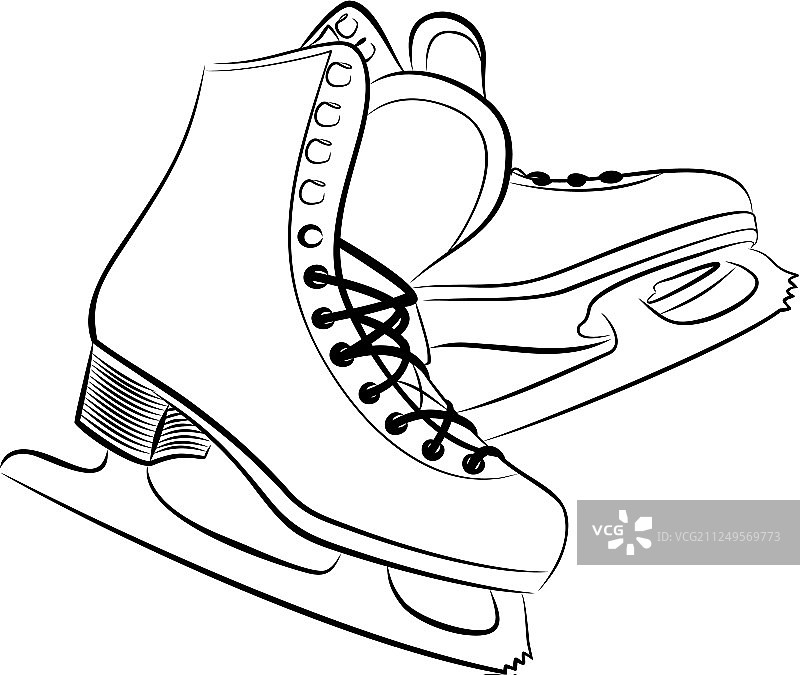 花样滑冰鞋素描图片素材