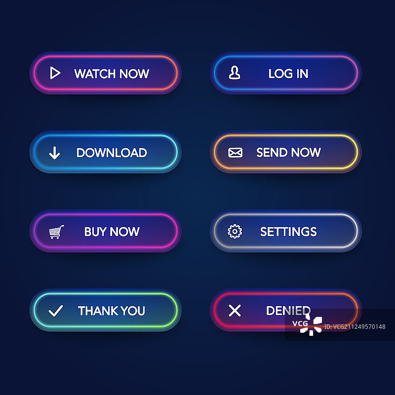 深色圆角形式上的现代霓虹发光按钮图片素材