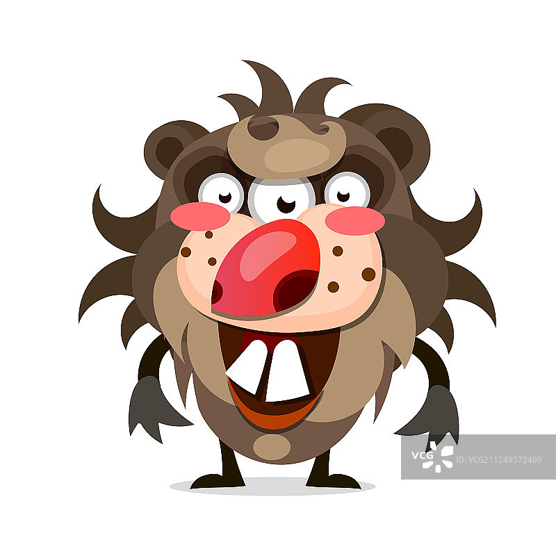 长着大嘴的毛茸茸的卡通怪物图片素材