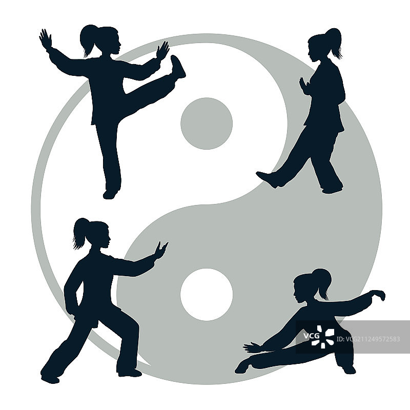 太极轮廓，白色背景图片素材