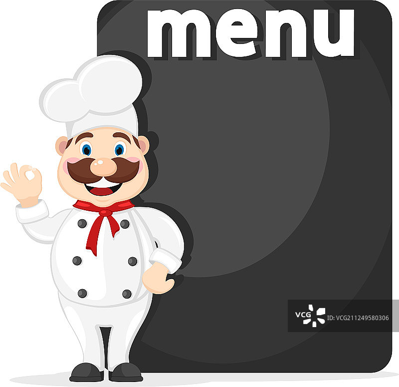 厨师站在黑板旁图片素材