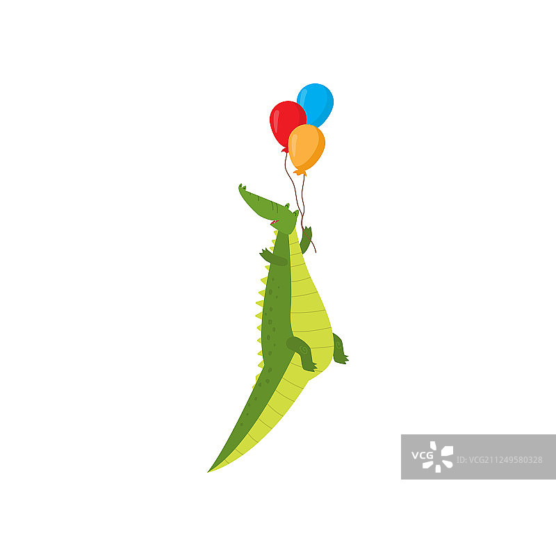 可爱的绿色小鳄鱼图片素材