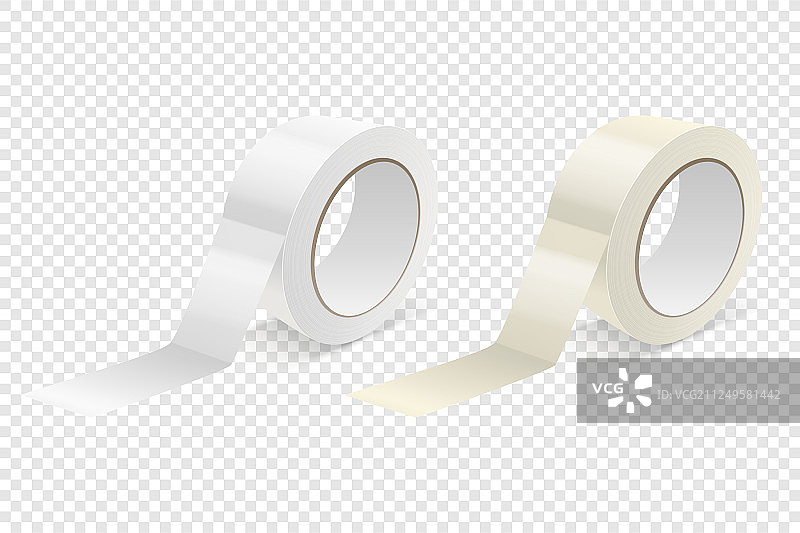 逼真的3D光泽胶带卷图标集图片素材