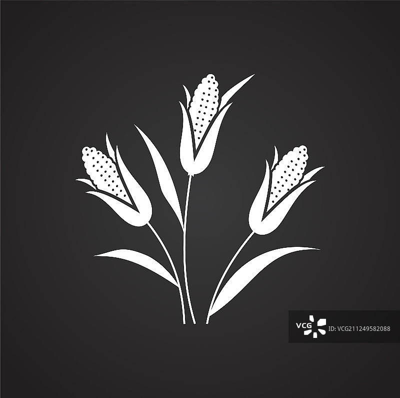 黑色背景上的玉米图标图片素材