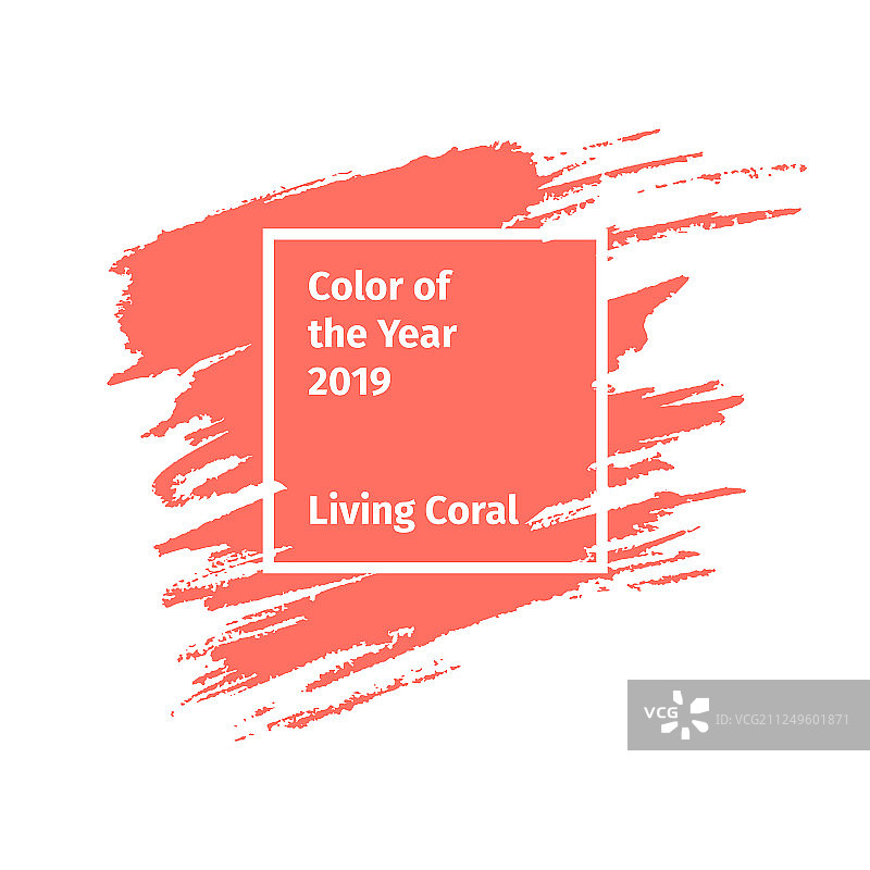 带框架颜色的珊瑚色笔触模板图片素材