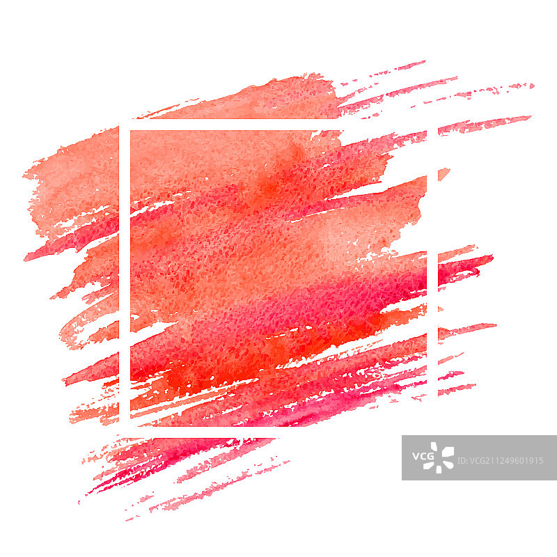 水彩珊瑚色笔触与画框图片素材