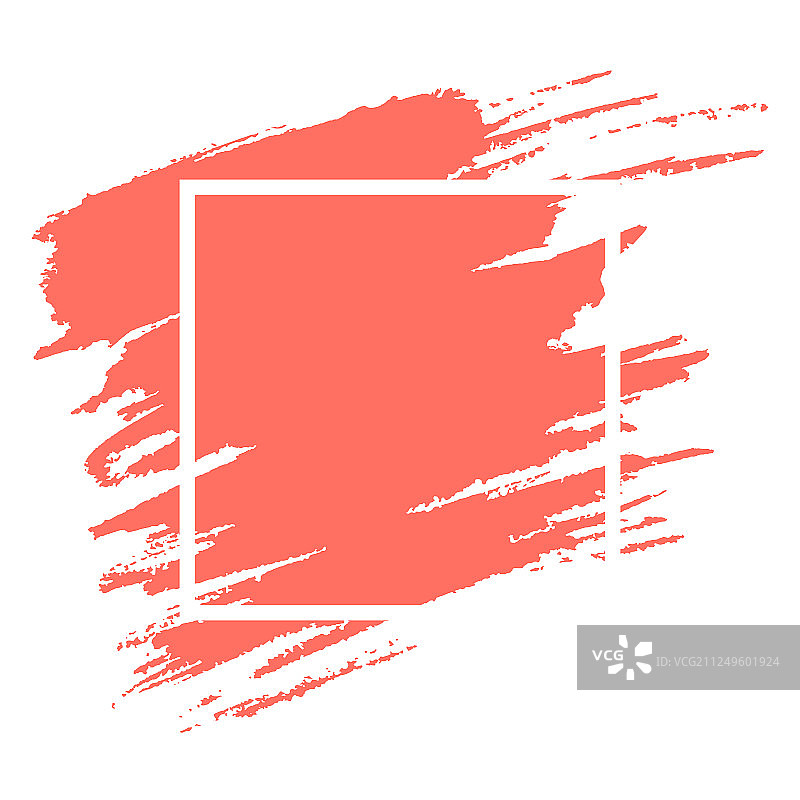 水彩珊瑚色笔触与画框图片素材