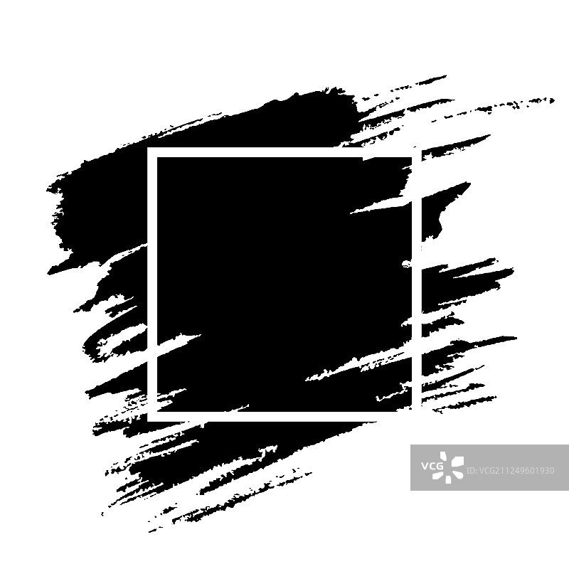 带框架的黑色油漆笔触纹理图片素材