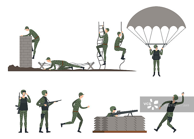 一组正在进行军事演习的士兵图片素材