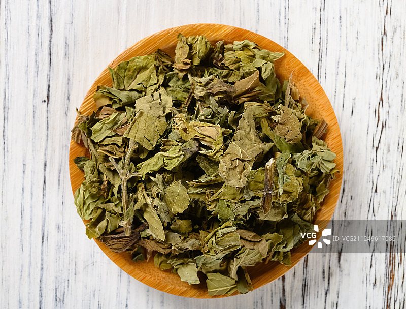 影棚拍摄中药薄荷垂直角度特写图片素材