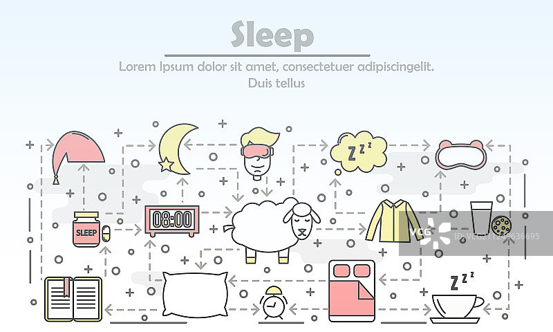 细线艺术睡眠宣传banner模板图片素材