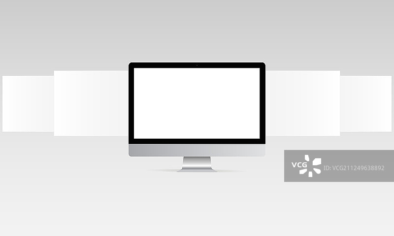 带空白网页线框图的电脑显示器图片素材