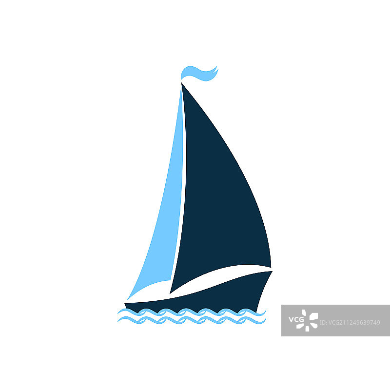 海上航行的帆船游艇标志图片素材
