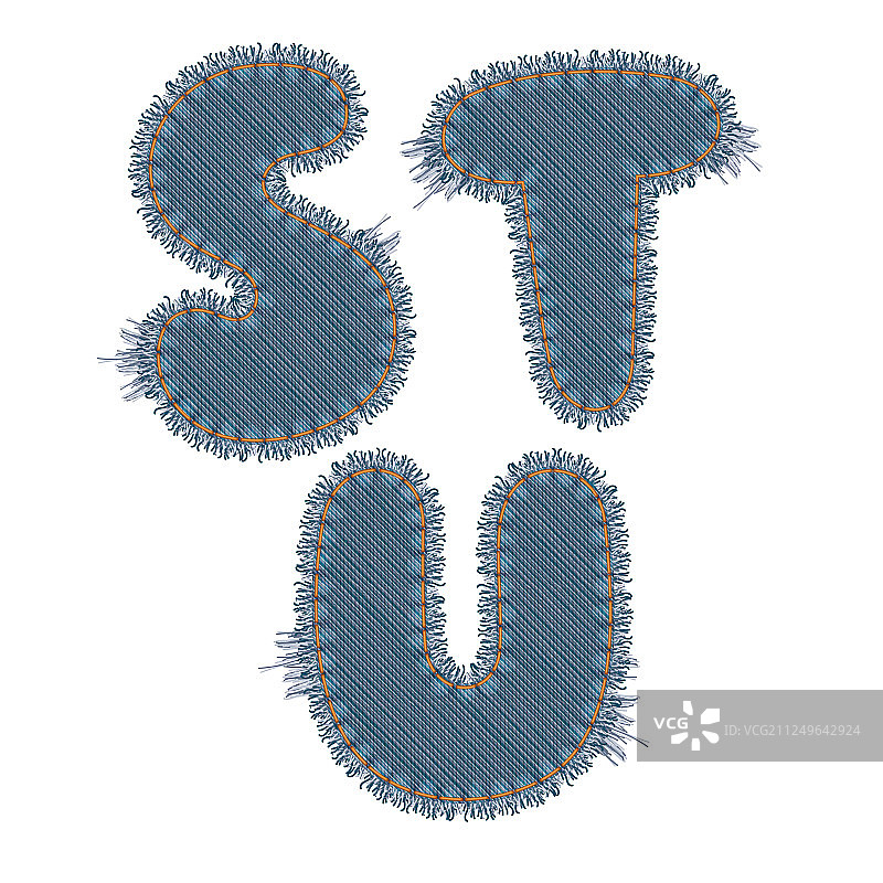 撕裂的牛仔字母图片素材