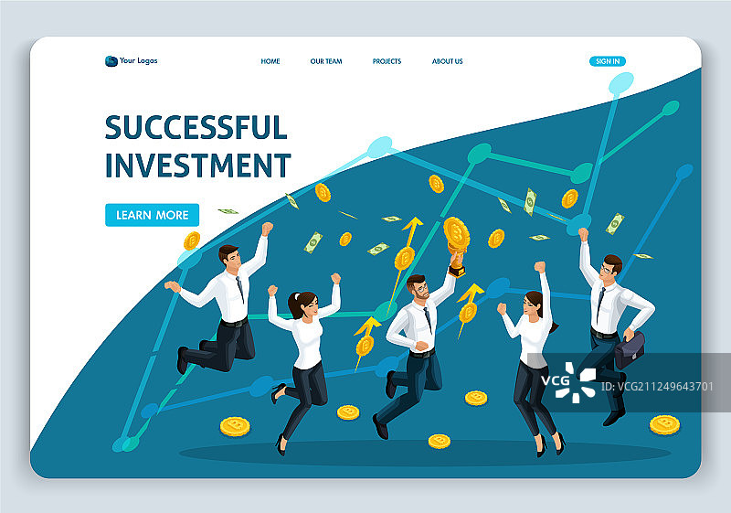 网站模板着陆页2.5D概念图片素材