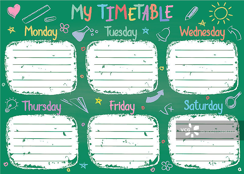 黑板上的学校时间表模板图片素材