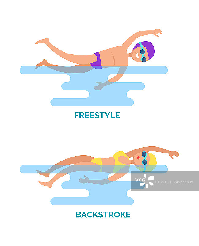 自由泳仰泳游泳者图片素材
