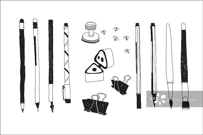 手绘文具套装图片素材