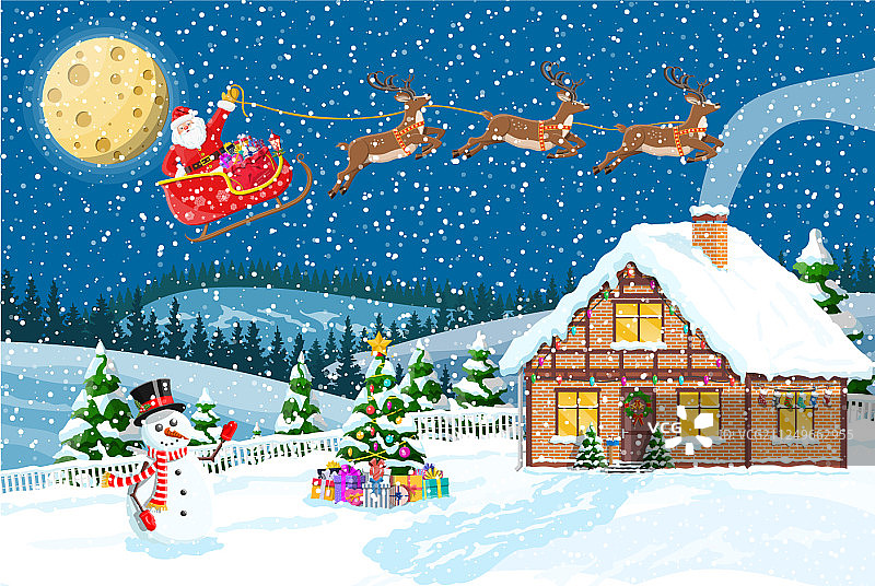 被白雪覆盖的郊区住宅图片素材