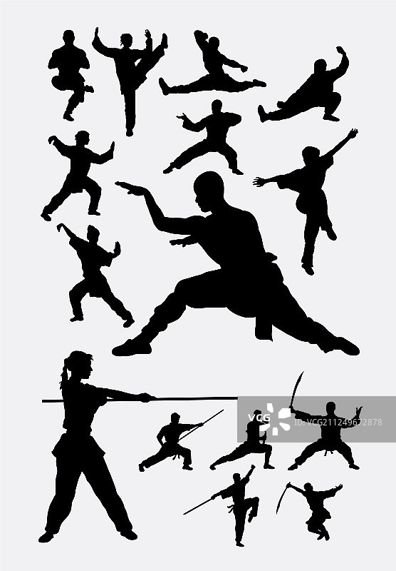 武术男女剪影图片素材